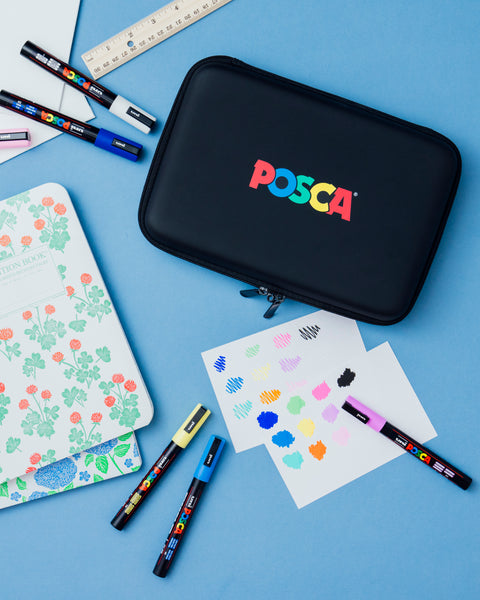 Posca Verf Marker Pennen - PC-3M en PC-5M - Set van 20 in Canvas Wrap Posca Verf Marker Pennen - PC-3M en PC-5M - Set van 20 in Canvas Wrap