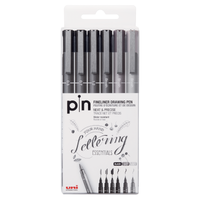 uni® Pin, Fineine Drawing Pens, Assorted Tips and Colors, 6 Count