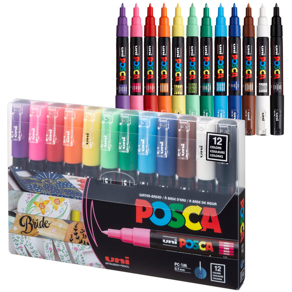 Posca PC-1M Paint Markers | Extra Fine Tip | 12-Pack | uni-ball