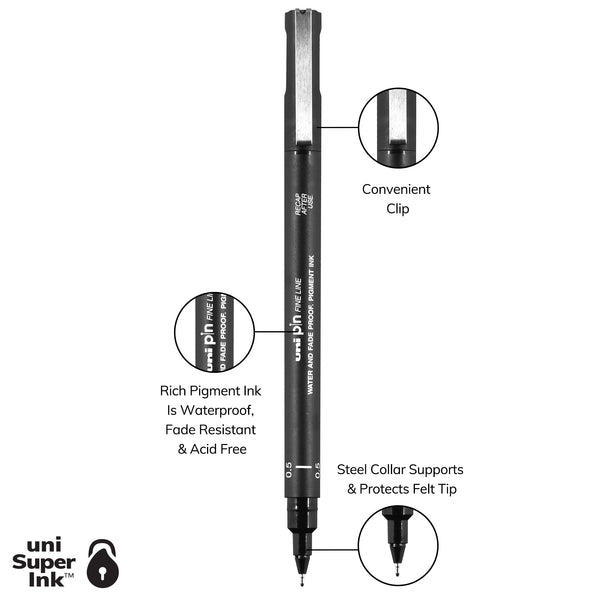 Pin Fine Line Drawing Pens | 0.5mm | uni-ball