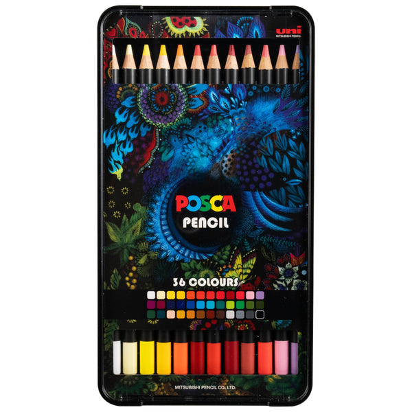 uni® POSCA Colored Pencils, 4.0mm Lead, Assorted Set, 36 Count