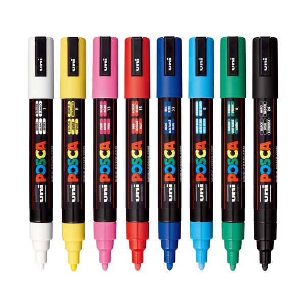 Posca PC-5M Paint Markers | Medium Tip | 8-Pack | uni-ball