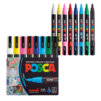 POSCA® PC-3M Water-Based Paint Markers, Fine Reversible Tip (0.9–1.3 mm), 8 Count Assorted Colors