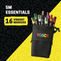 POSCA® 16 Count Paint Marker Kit, Featuring 5M Medium Tips, 70688, Black 16 Vibrant Markers