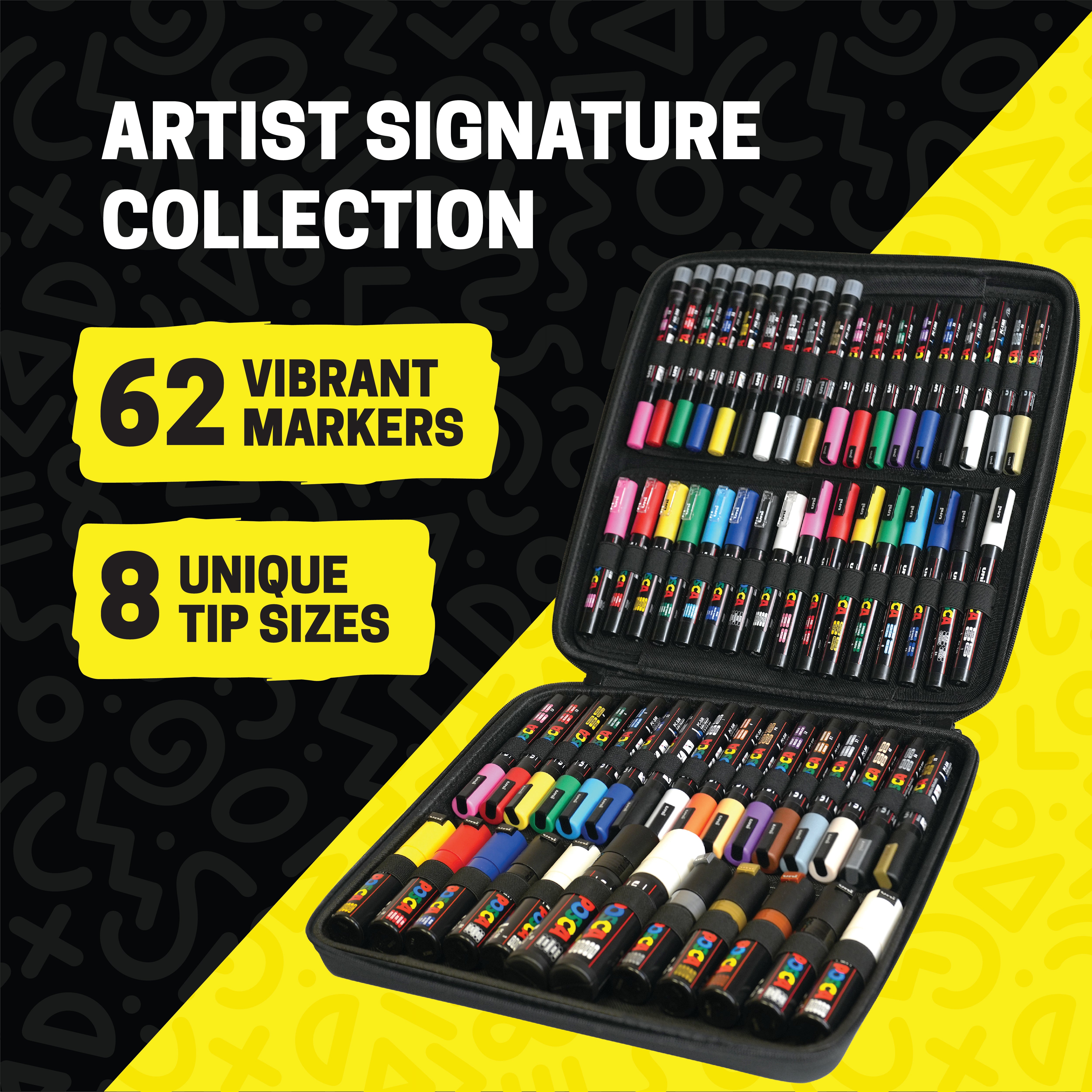 POSCA® Artist Signature 62 Count Kit, Featuring 8 Tip Sizes and Fan-Favorite Colors, 70693 artist collection