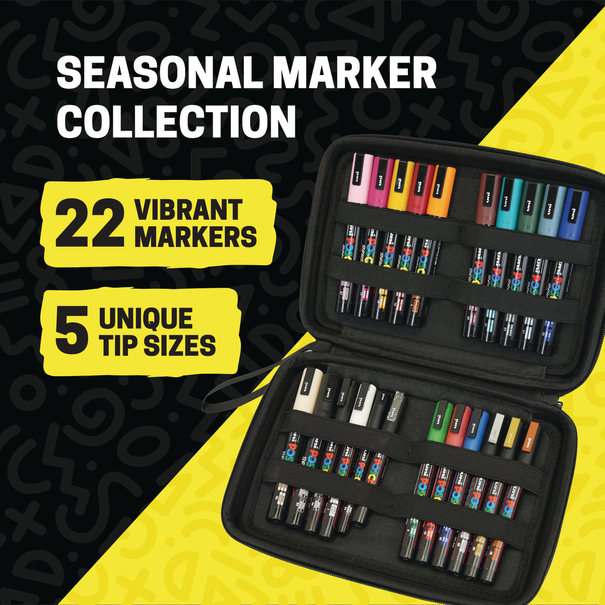 POSCA® 22 Count Holiday Color Paint Marker Kit, Featuring Brush & Bullet Tips, 71785, marker details
