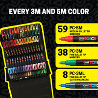 POSCA® 105 Count Paint Marker Ultimate Color Collection, Featuring 3M & 5M Markers, 70788, included sizes image