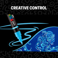 POSCA® PC-5BR Water-Based Paint Markers, Reversible Brush Tip (1.0–4.0 mm), 8 Count Assorted Cool Tones,  354548000, creative control image