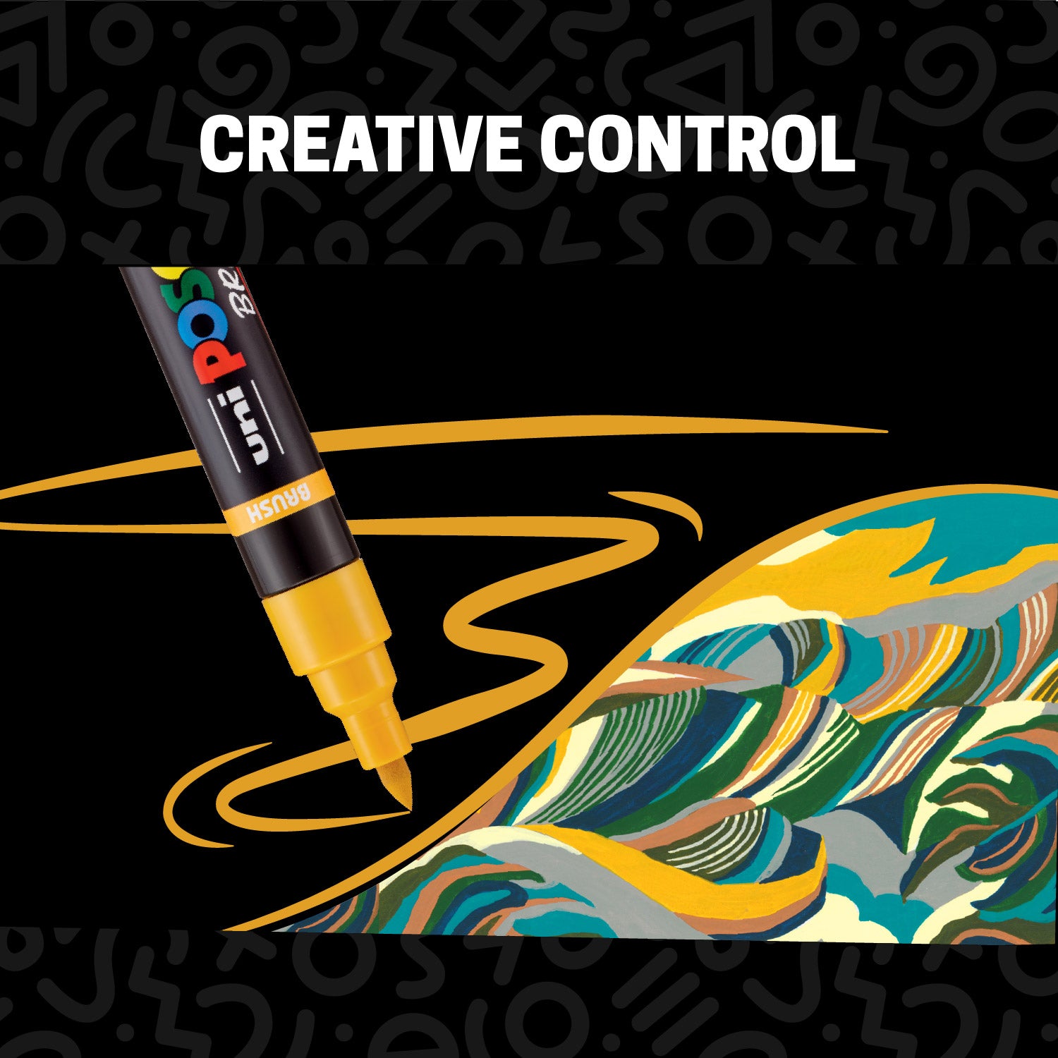 POSCA® PC-5BR Water-Based Paint Markers, Reversible Brush Tip (1.0–4.0 mm), 8 Count Assorted Earth Tones, 354555000,creative control image