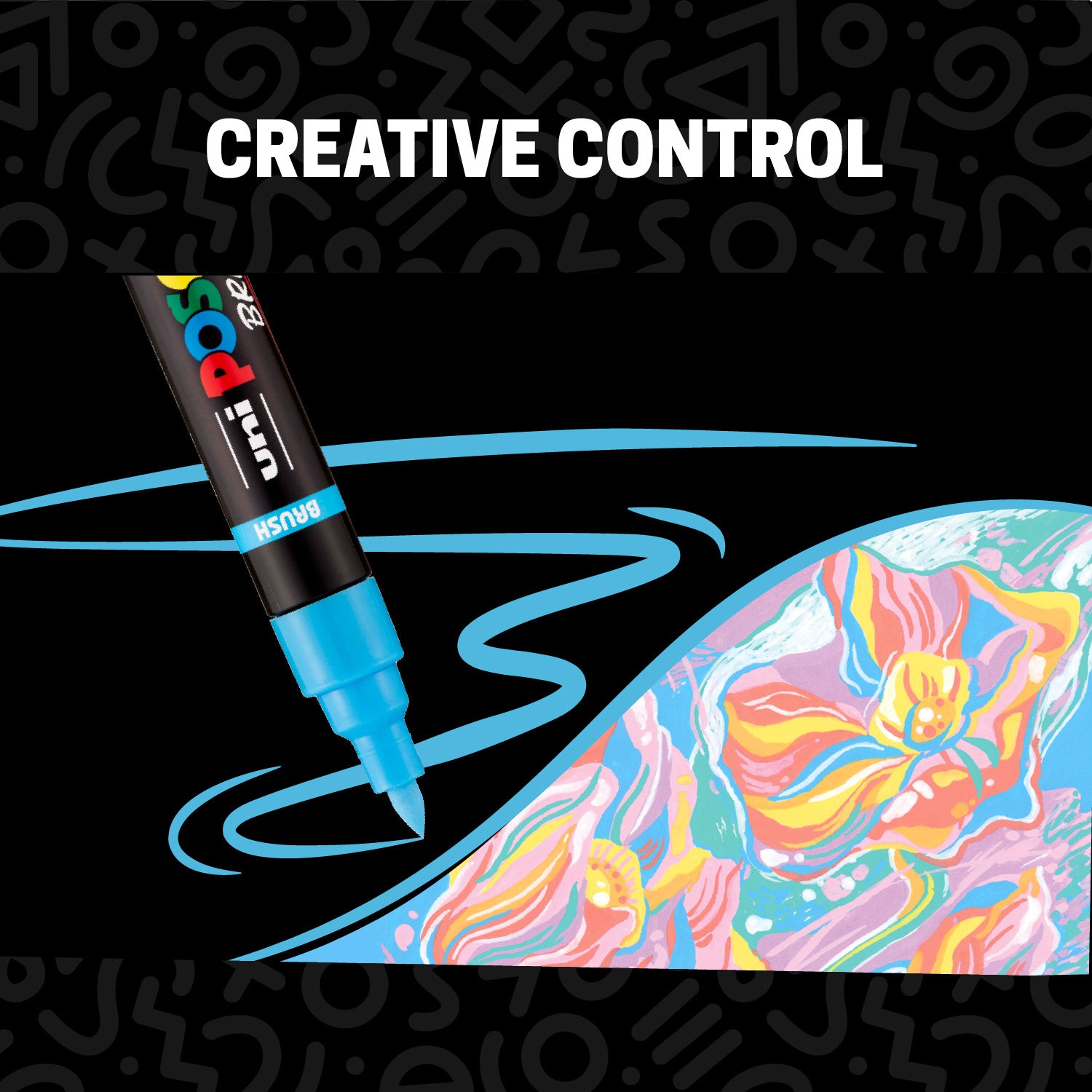 POSCA® PC-5BR Water-Based Paint Markers, Reversible Brush Tip (1.0–4.0 mm), 8 Count Assorted Soft Colors, 354522000, creative control image