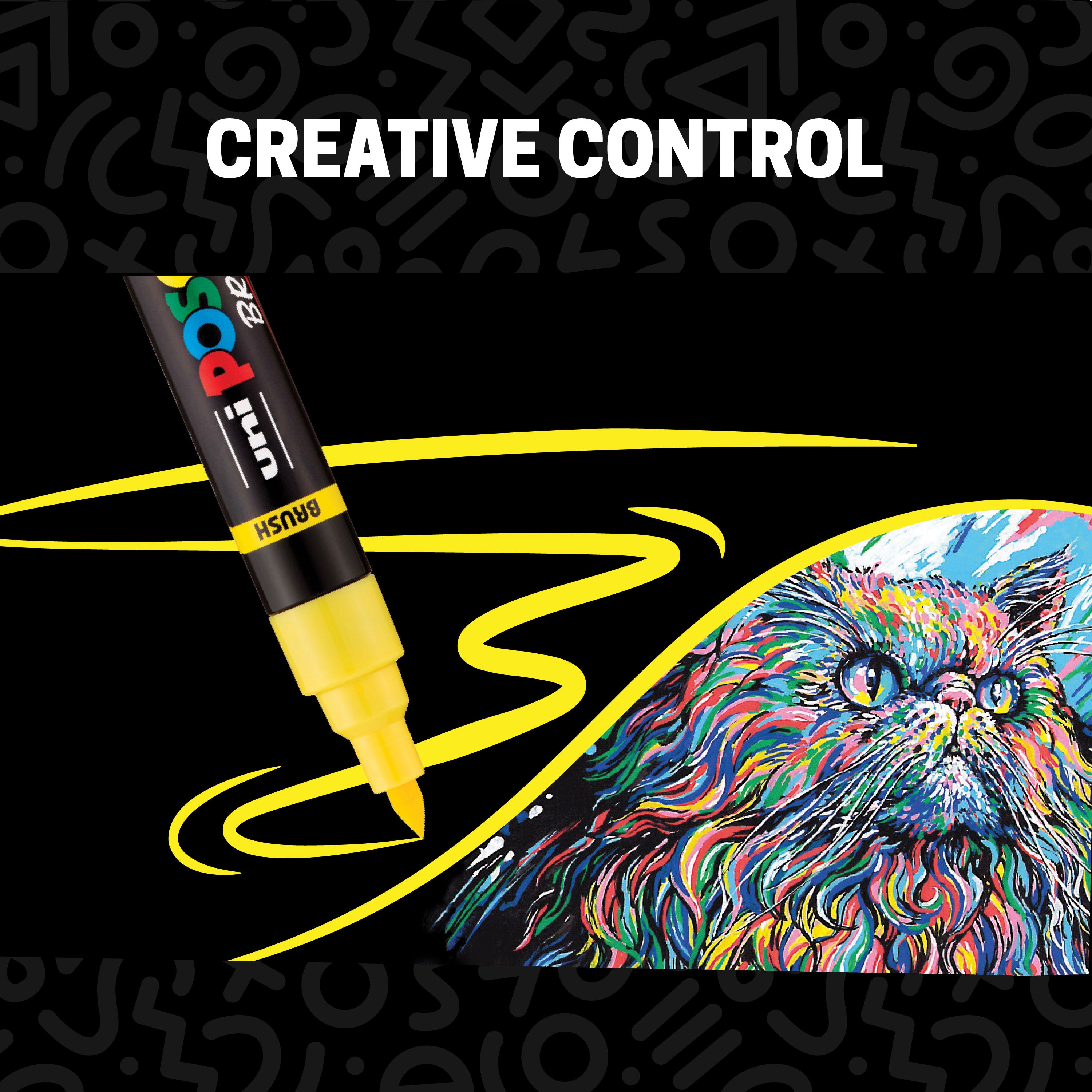 POSCA® PC-5BR Water-Based Paint Markers, Reversible Brush Tip (1.0–4.0 mm), 16 Count Assorted Colors, 311902000, creative control image
