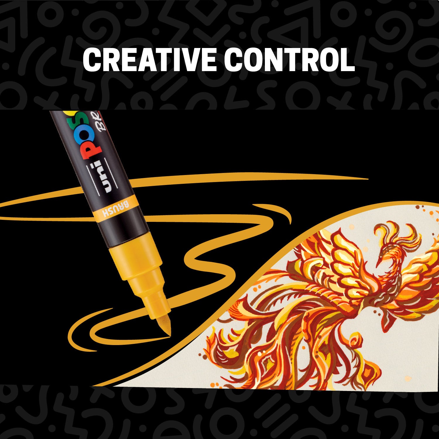 POSCA® PC-5BR Water-Based Paint Markers, Reversible Brush Tip (1.0–4.0 mm), 8 Count Assorted Warm Tones, 354530000, creative control image