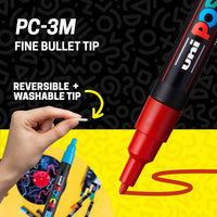 POSCA® PC-3M Water-Based Paint Markers, Fine Reversible Tip (0.9–1.3 mm), 8 Count Assorted Colors