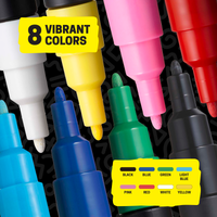 POSCA® PC-3M Water-Based Paint Markers, Fine Reversible Tip (0.9–1.3 mm), 8 Count Assorted Colors