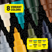 POSCA® PC-5BR Water-Based Paint Markers, Reversible Brush Tip (1.0–4.0 mm), 8 Count Assorted Earth Tones, 354555000, color assortment