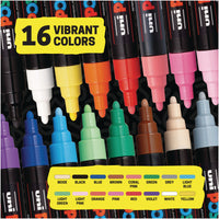 POSCA® Everyday Essentials 16 Count Kit, Featuring 5M Medium Tips in Essential Colors, 71053, Color Assortment