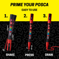 POSCA® PC-3M Water-Based Paint Markers, Fine Reversible Tip (0.9–1.3 mm), 15 Count Assorted Colors, PC3M15C, priming image