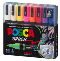 uni® POSCA® PC-5BR, Water-Based Paint Brush Tip Markers (16 Pack)