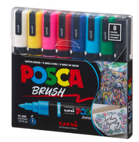 uni® POSCA® PC-5BR, Water-Based Brush Tip Paint Markers (8 Pack)