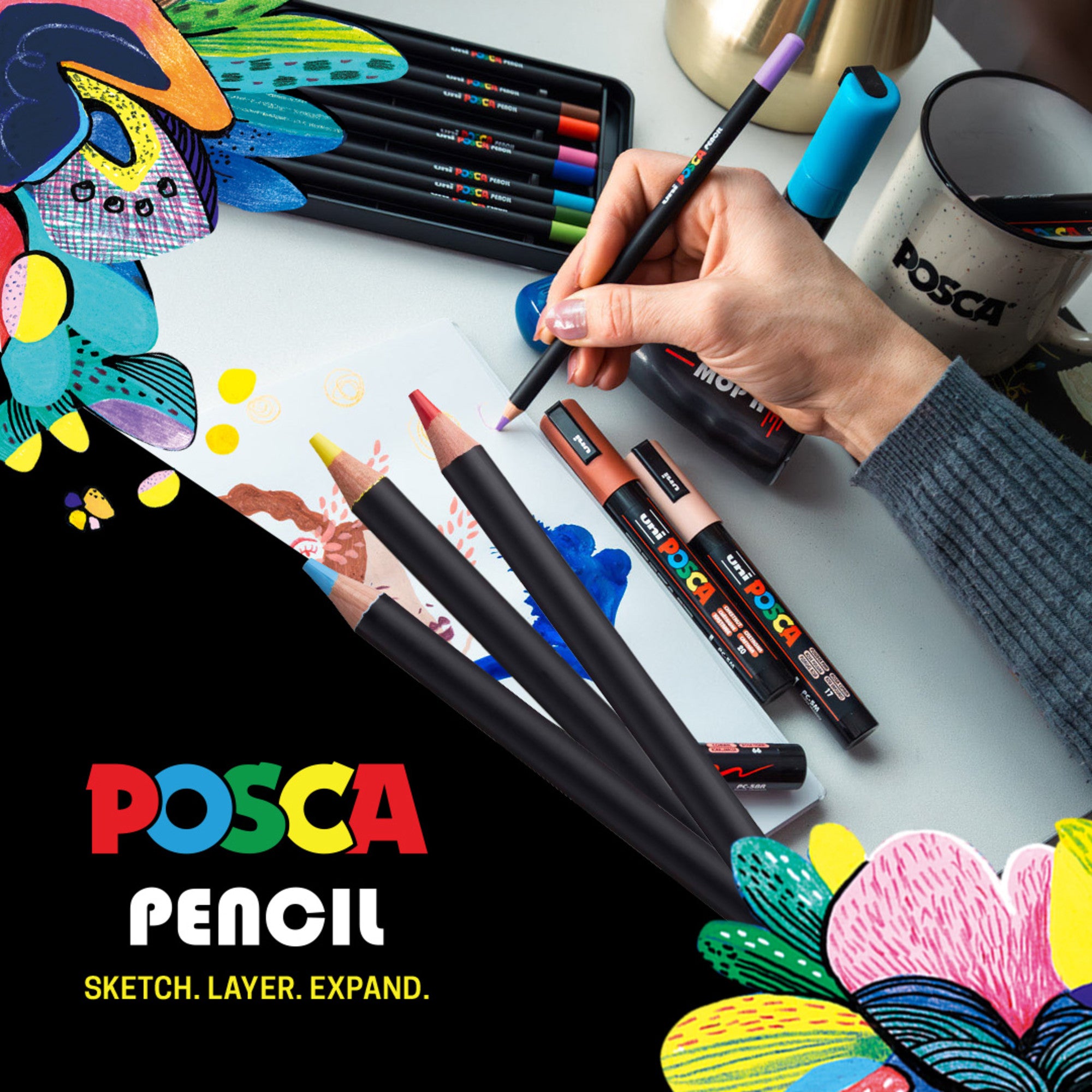 POSCA® Colored Pencils, 4.0mm Soft Core, Assorted Colors, 24 Count