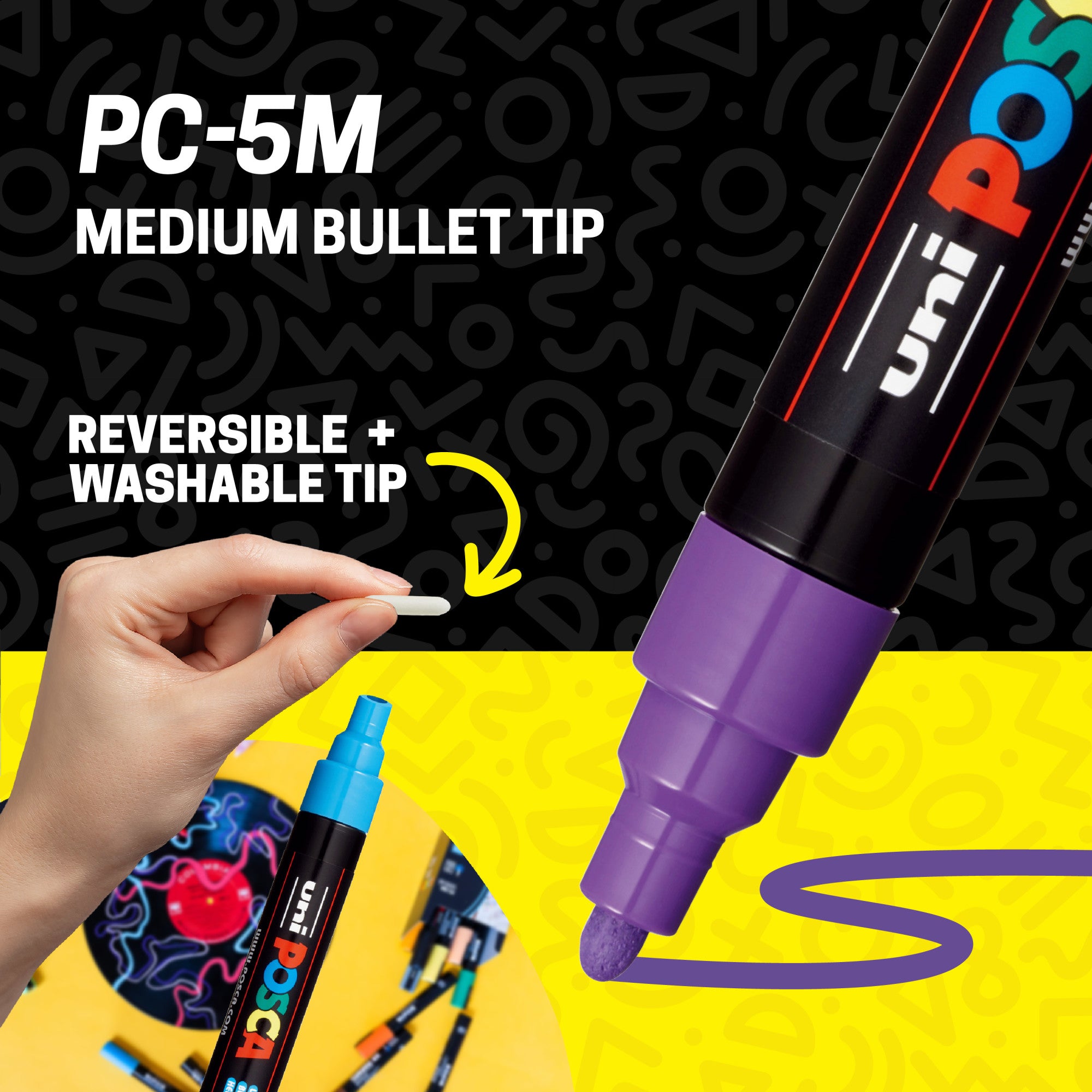 POSCA® PC-5M Water-Based Paint Markers, Medium Reversible Tip (1.8–2.5 mm), 8 Count Purple Shade Colors