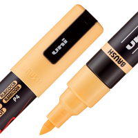 POSCA® PC-5BR Water-Based Paint Markers, Reversible Brush Tip (1.0–4.0 mm), 8 Count Assorted Warm Tones, 354530000, top and bottom detail image