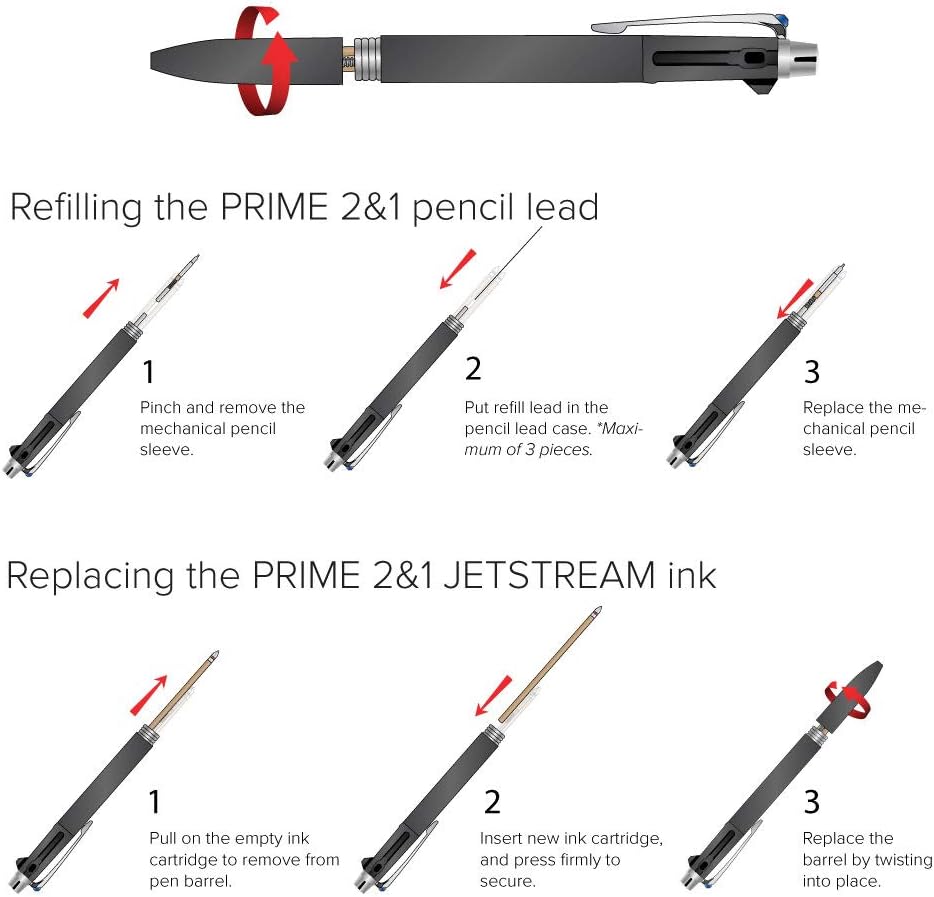 Jetstream Prime 2&1 Black & Red 0.7mm ink + 0.5mm Pencil with Gift Box