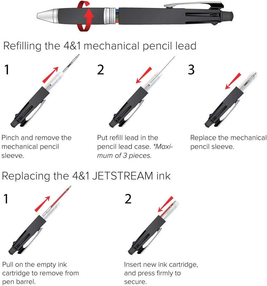 Jetstream 4&1 Pen (Red, Green, Blue & Black 0.7 mm ink) + Kuru Toga Advanced Mechanical Pencil with Exclusive Gift Box