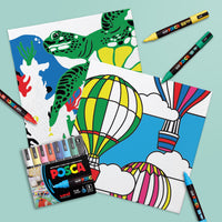 uni® POSCA® Paint-By-Number Canvas Kit,  including 5M Markers