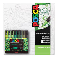 uni® POSCA® Paint-By-Number Canvas Kit,  including 5M Markers