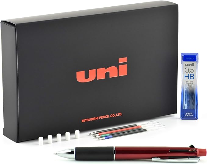 uniball™ JETSTREAM 4&1 Ballpoint Pen Gift Set, Red, with gift box, lead refills and ink refills, B07JG18TVL