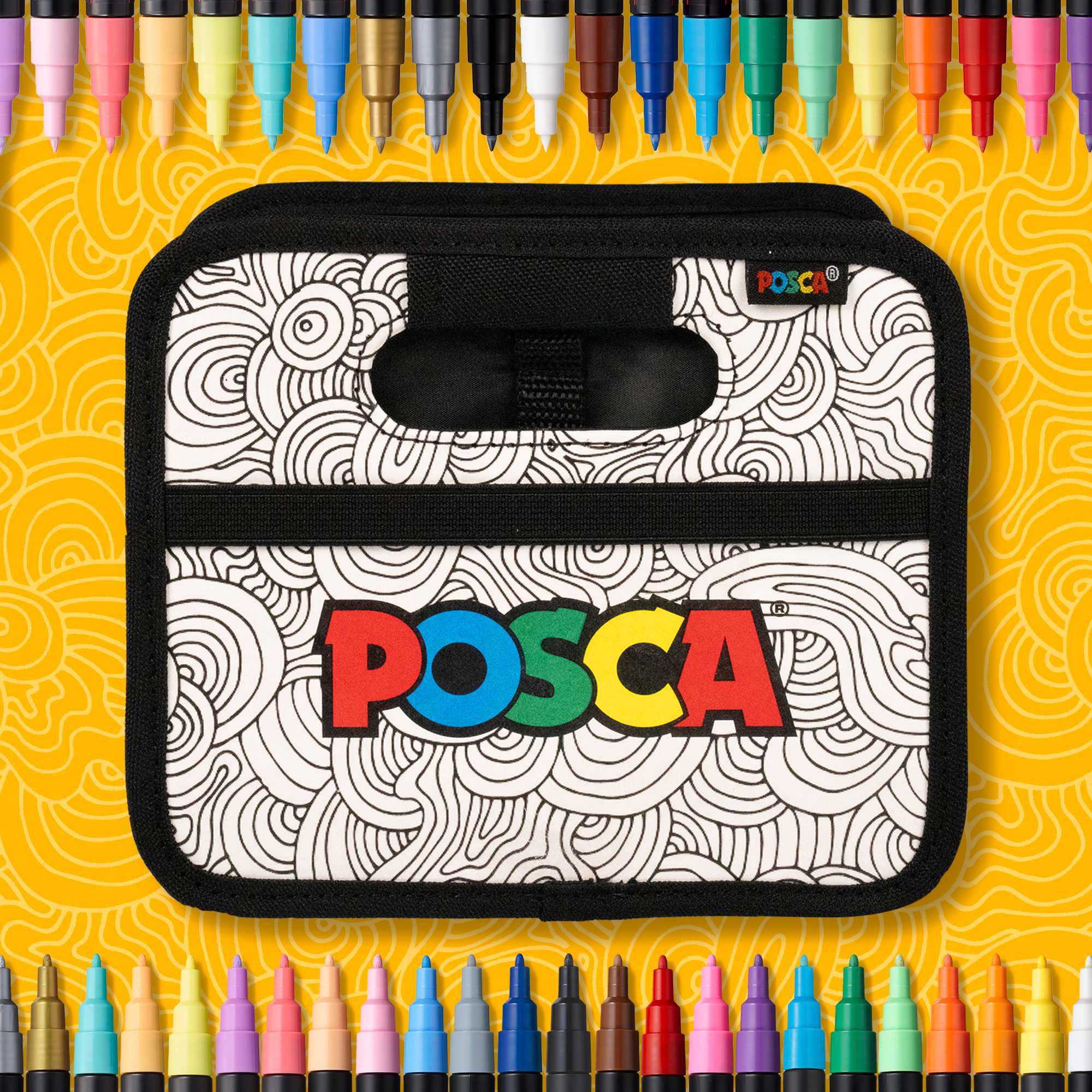 uni® POSCA® Exclusive Special Edition, 40 Count paint-it-yourself Caddy including 1M & 3M Colors