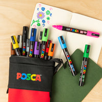 uni POSCA® PC-5M Exclusive Special Edition Set with Red Pouch (16 Pack)