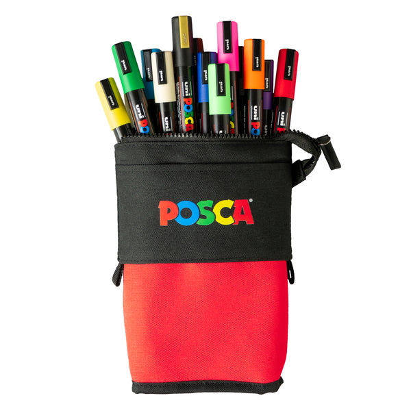 uni POSCA® PC-5M Exclusive Special Edition Set with Red Pouch (16 Pack)