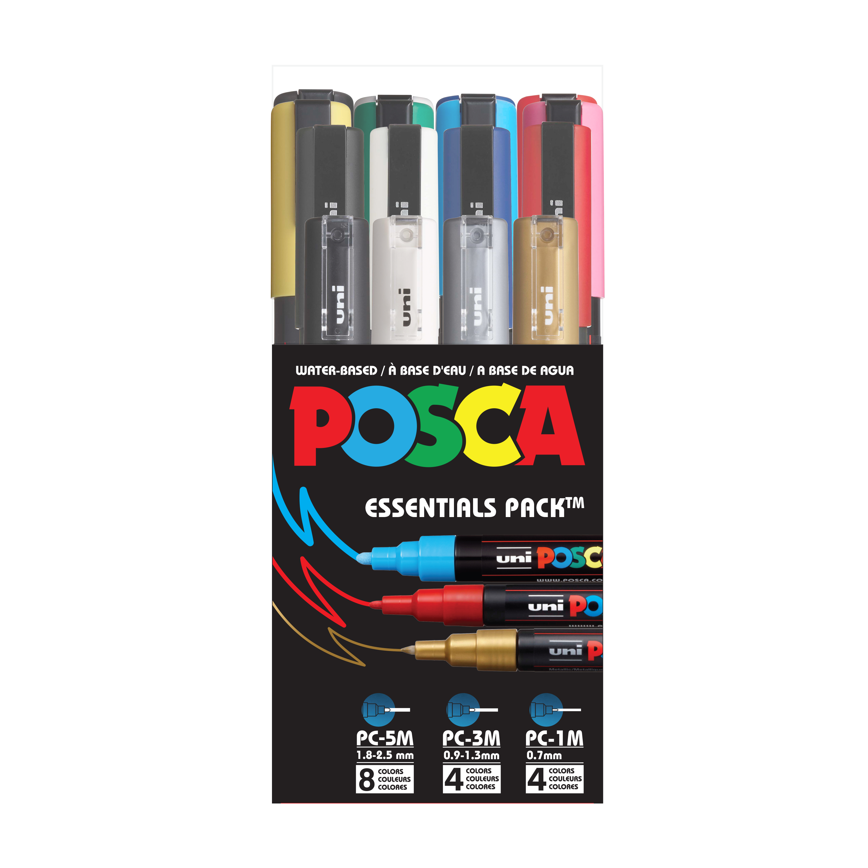 uni® POSCA® Essential Pack, PC-MIX A 16P, Water-Based Paint Markers (16 Pack)