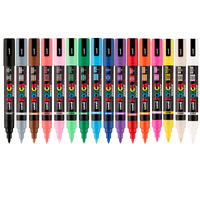 uni® POSCA® PC-5BR, Water-Based Paint Brush Tip Markers (16 Pack)