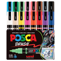 uni® POSCA® PC-5BR, Water-Based Paint Brush Tip Markers (16 Pack)