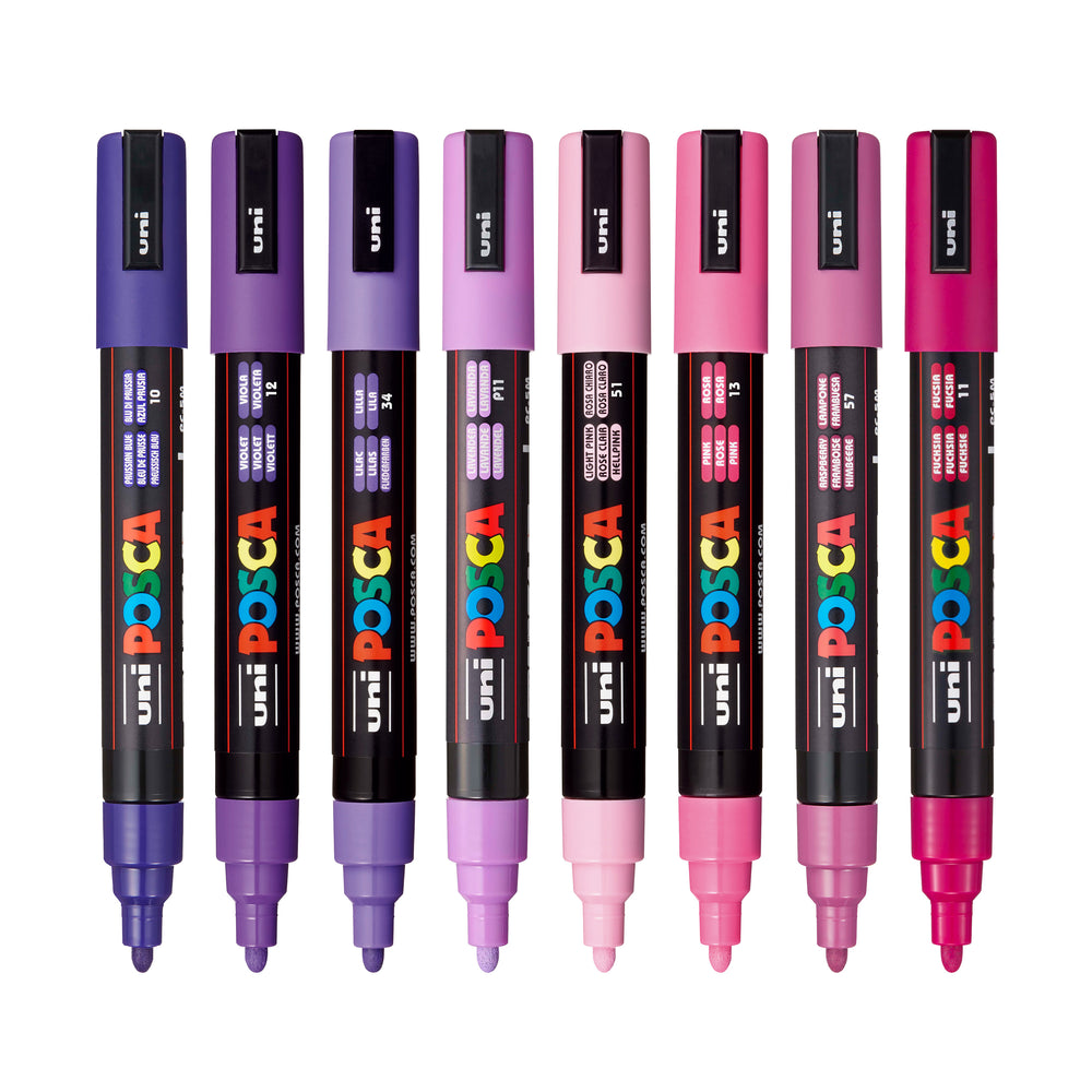 uni® POSCA® PC-5M, Purple Shade Water-Based Paint Markers (8 Pack)