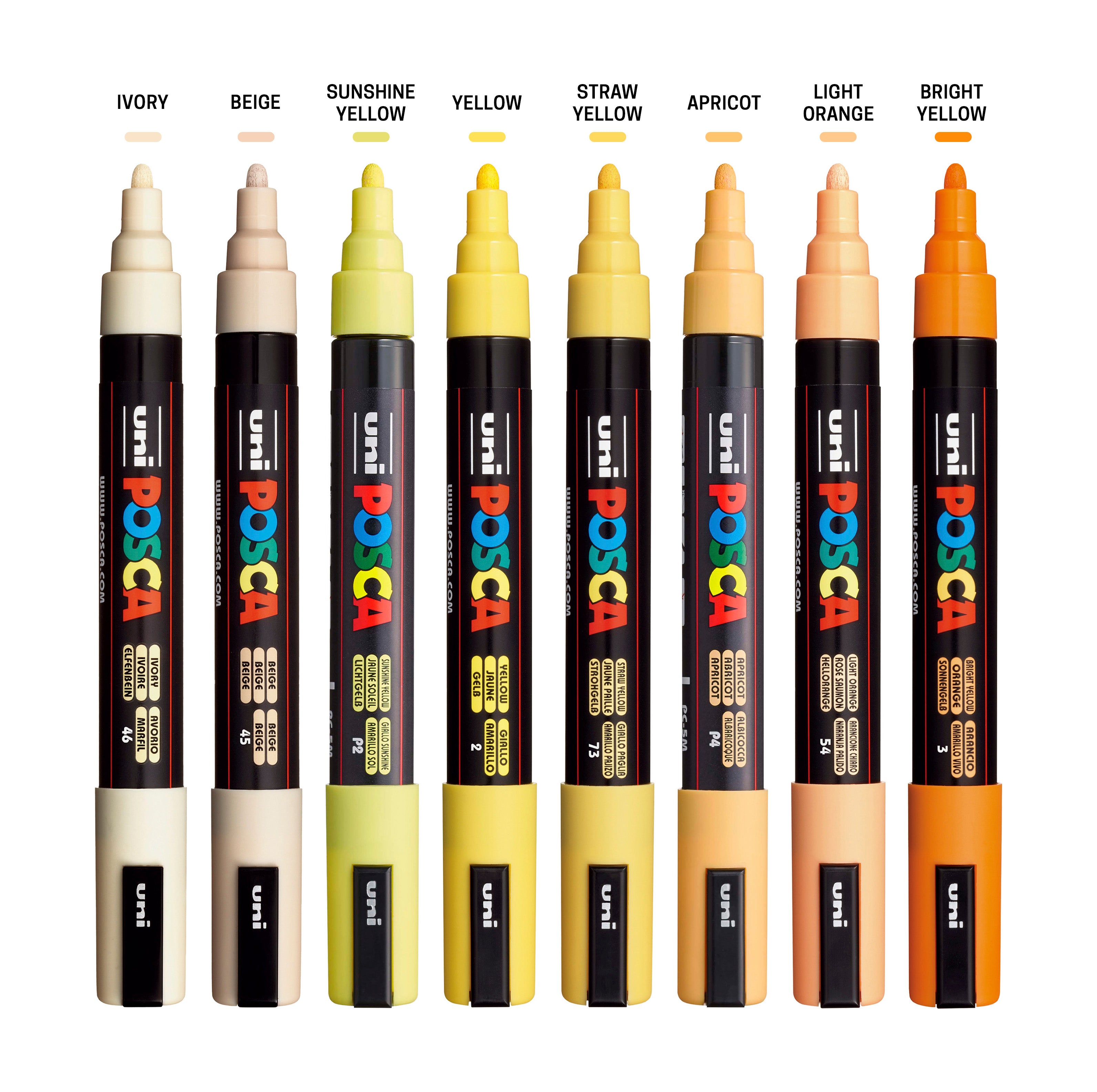 uni® POSCA® PC-5M, Yellow Shade Water-Based Paint Markers (8 Pack)