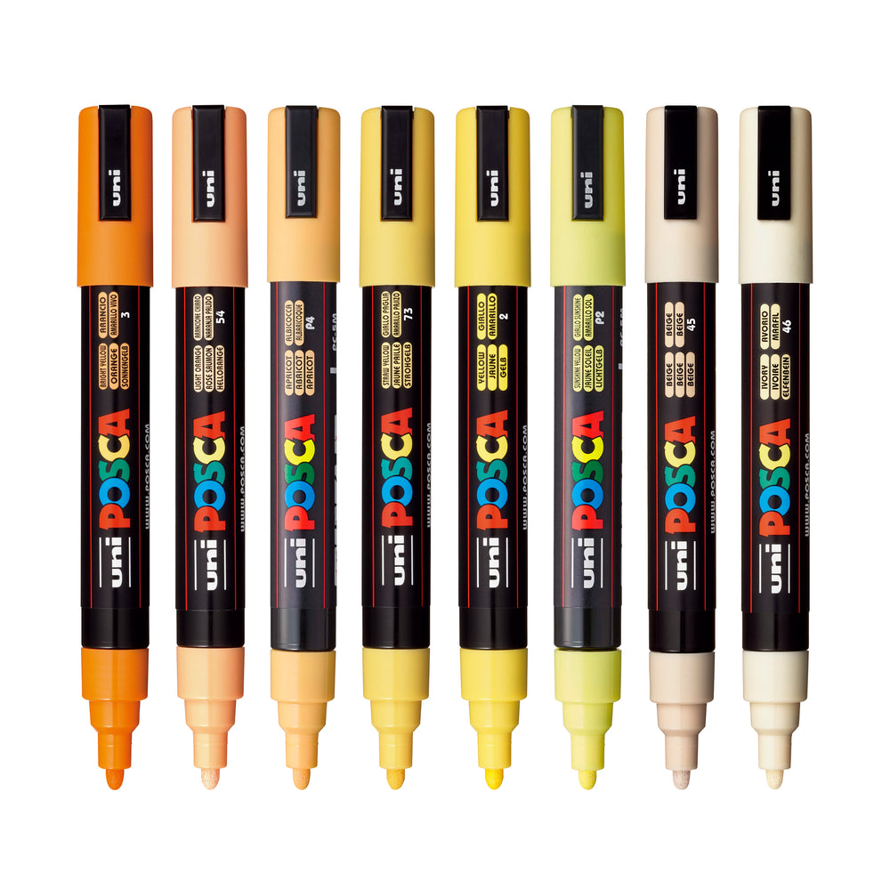 uni® POSCA® PC-5M, Yellow Shade Water-Based Paint Markers (8 Pack)