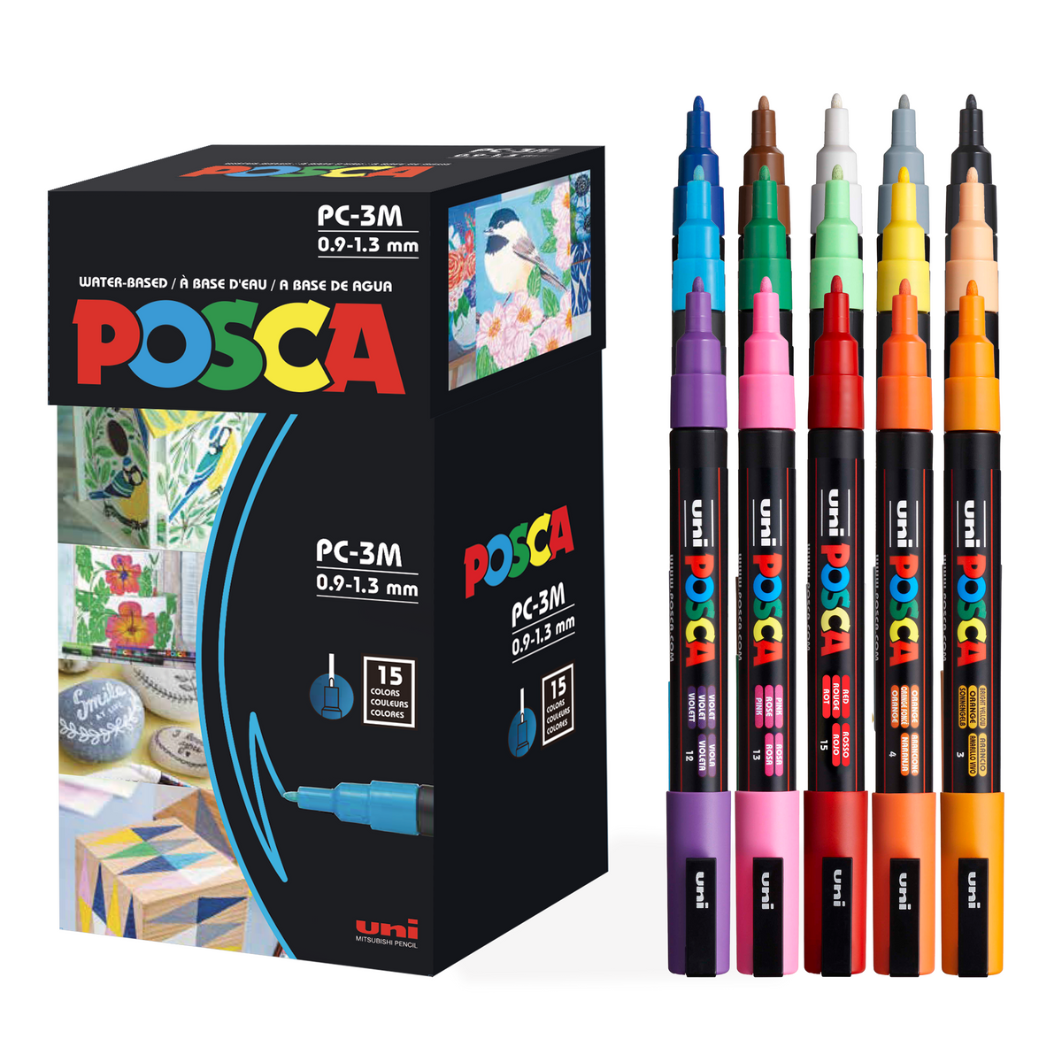 Posca PC-3M Paint Markers | Fine Tip | 15-Pack | uni-ball