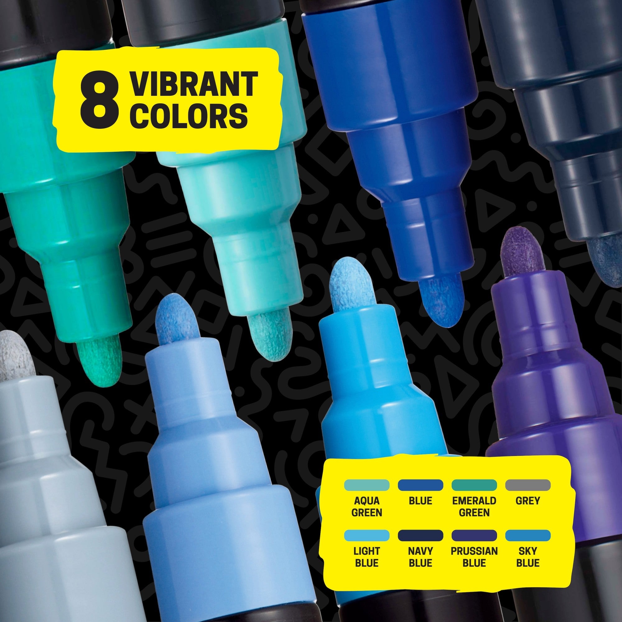 POSCA® PC-5M Water-Based Paint Markers, Medium Reversible Tip (1.8–2.5 mm), 8 Count Assorted Cool Tones, PC5M8CCOOLTONE, color assortment