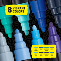 POSCA® PC-5M Water-Based Paint Markers, Medium Reversible Tip (1.8–2.5 mm), 8 Count Assorted Cool Tones, PC5M8CCOOLTONE, color assortment
