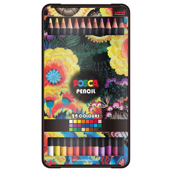 uni® POSCA Colored Pencils, 4.0mm Lead, Assorted Set, 24 Count