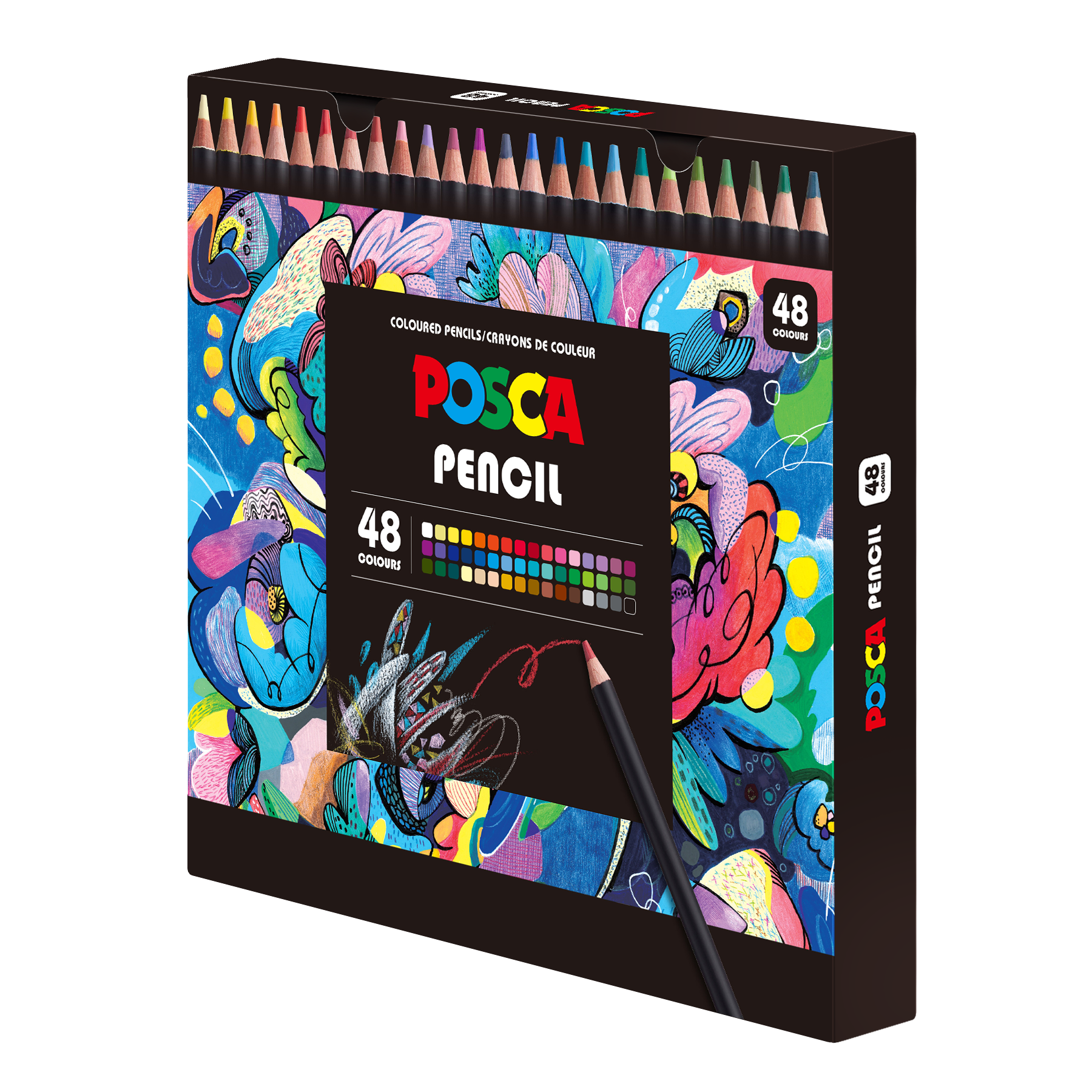 uni® POSCA Colored Pencils, 4.0mm Lead, Assorted Set, 48 Count
