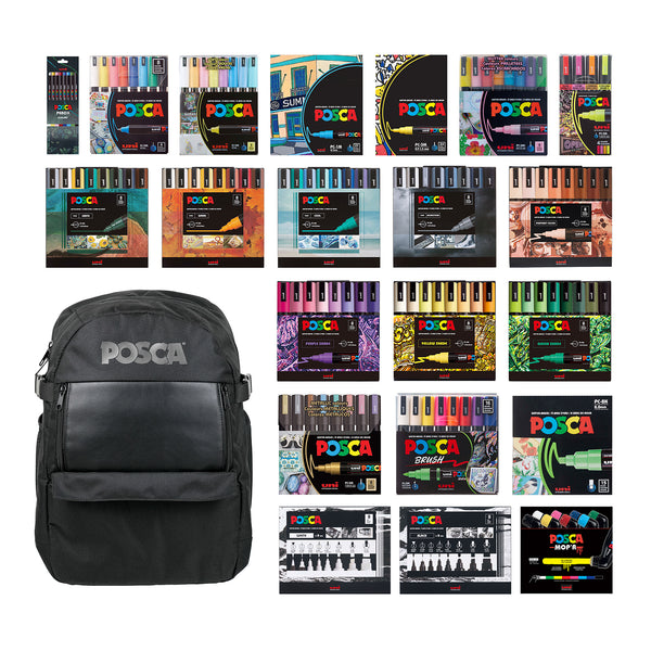 uni® POSCA® Exclusive Artist Backpack including 208 Count Assorted POSCA Items