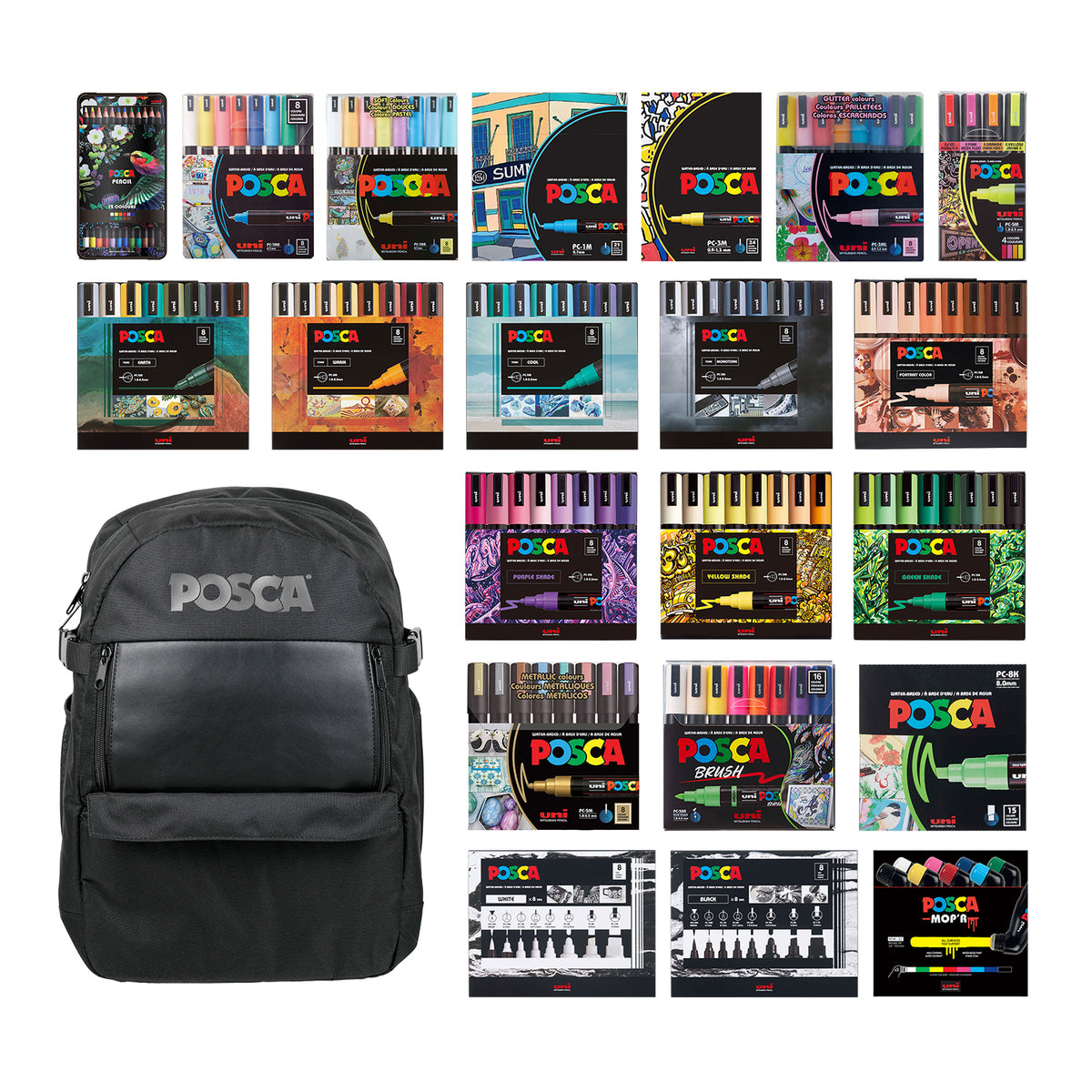 uni® POSCA® Exclusive Artist Backpack including 212 Count Assorted POS