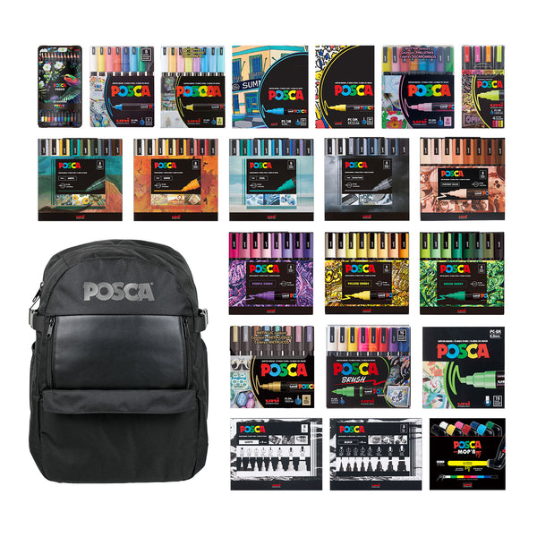uni® POSCA® Exclusive Artist Backpack including 212 Count Assorted POSCA Items
