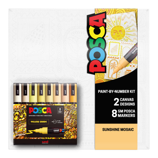 uni® POSCA® Paint-By-Number Canvas Kit,  including 5M Markers
