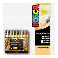 uni® POSCA® Paint-By-Number Canvas Kit,  including 5M Markers